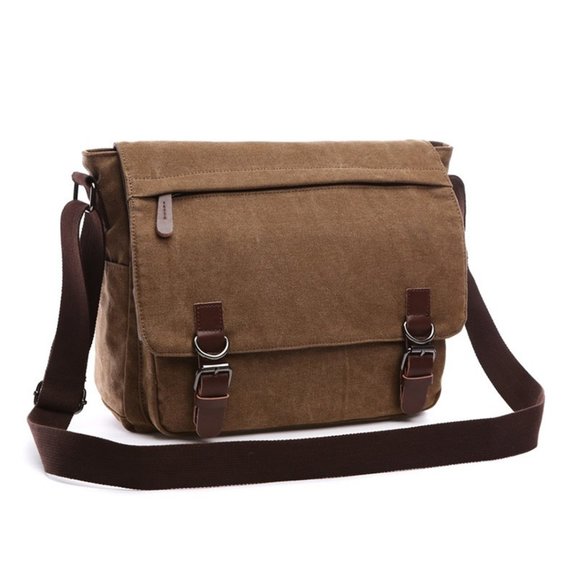 Canvas crossbody messenger bag with front zipper - Picture 5 of 8